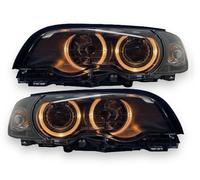 Rhd LHD Phares Projecteur Paire Angel Eyes Transparent Noir Pour BMW E46 Coupé