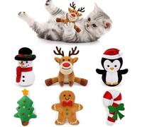 Rhdekoein Jouet à mâcher de Noël pour chat - En peluche résistante aux morsures - Herbe à chat - Jouet à mordre pour chat - Cadeau de fête pour les amoureux des chats