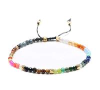 Rhdun Bracelet délicat chakra pour femme, perles d'agate de 3 mm, 7 cristaux de chakras et pierres de guérison, bracelet de méditation bohème 12 constellations