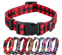 Rhea Rose Collier pour chien à carreaux Rouge/noir Taille M