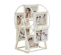 Rheross Cadre Photo Rotatif Vintage RéTro avec Grande Roue, Cadre Photo de Famille Personnalisé pour 12 Photos, DéCoration D'IntéRieur A