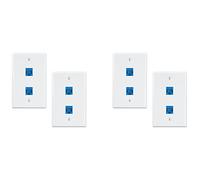 Rheross Lot de 4 plaques murales Ethernet à 2 ports, RJ45 Cat6 vers Jack Inline, 2 ports