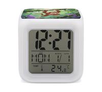 Rhesus Monkey Petit réveil numérique LED portable avec veilleuse 7 couleurs et affichage de la température - Minuteur de sommeil pour chambre à coucher Fonctionnement simple