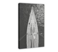 RHFWEC Poster sur toile représentant une femme qui prend un bain de soleil sur un bateau - Océan noir et blanc - 40 x 60 cm