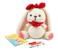 Rhghfujhgy Kit de crochet pour débutants - Kit de crochet en forme de lapin avec marqueurs à tricoter, pelote de facile, instructions (français non garanti)