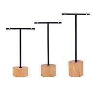 Rhghfujhgy Lot de 3 supports de présentation de boucles d'oreilles en forme de T avec base en bois - Organisateur de à suspendre pour accessoires de photographie A