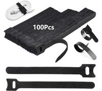 Rhimooay 100 pcs noir scratch Serre Cable Bande, 3 longueurs différentes 120mm/150m/200mm Sangle Réutilisable Câble Management, avec crochet et Boucle pour la Gestion des Câbles Organisation