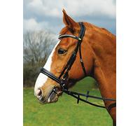 Rhinegold Anatomic Cavesson Bridle with Reins-Extra Full-Havana Bride 0