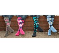 Rhinegold Chaussettes d'équitation à Semelle entièrement rembourrée 32 FR, Bleu Marine/Turquoise, Taille Unique