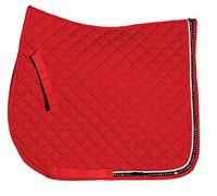 Rhinegold Elite Chiffon de Selle avec Bordure en Strass, 0, Rouge, COB
