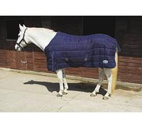 Rhinegold Orlando Quilted Stable Rug-Winter Weight 300gsm fill Couverture 0, Bleu Marine/Rouge à Carreaux, 160 cm