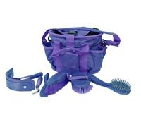 Rhinegold Sac de toilettage Violet avec kit, Coffret Cadeau de toilettage équestre 7 pièces Qui Comprend Tous Les Types de Brosse en CRIN de Cheval, Peigne à Curry et Cure-Sabots avec Un Sac de