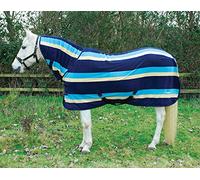 Rhinegold Tapis de Pluie léger en Polaire pour Chevaux - Rayures Turquoise - 1,7 m