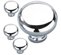 Rhinenet Lot de 4 boutons de tiroir ronds pour commode, tiroir, armoire à trou unique avec vis (couleur argentée)