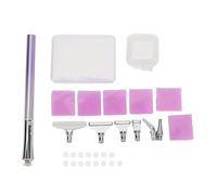 Rhinestone Art Painting Pen Set, 6 Clay 5D Screw Thread Tip Rhinestone Paint Tool, Stainless Steel Metal Heads with Glue Storage Box for Jewelry Making Nail Art Embroidery (Violette)