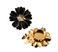 Rhinestone Button Cover, Metal Clip On Accessory For Clothing With Flower Crystal Design, Sturdy Metal Build For Denim Dress Shirt And Blouse Decoration, Easily Attaches