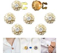 Rhinestone Button Covers,Detachable Clip On Button Covers,Garment Crystal Buttons,Women Men Suitable Clothing Embellishments (Gold)