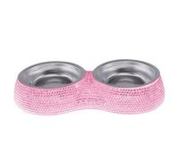 Rhinestone Dog and Cat Bowls - Double Stainless Steel Bling Pet Bowl | 320ml Handmade Crystal Dog Feeder and Water Dishes with Anti-Slip Base, Decorative Bling Pet Feeder