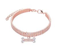 Rhinestone Dog Collar - Blings Pet Necklace, Crystal Bone Jewelry, Adjustable Sparkling Collar for Small Dogs and Cats | Wedding Pet Accessory, Luxury Shiny Dog Necklace