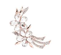 Rhinestone Flower Branch Brooch, Elegant Floral Lapel Pin | Durable alloy material with anti-oxidation plating, designed for daily banquet wear