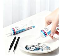 Rhinestone Glue,Colle Textile à Strass,Colle Bijoux Transparente,Convient pour le Collage de Divers Bijoux,Pierres Précieuses,Métaux,Verre et Autres Matériaux,Imperméable,60 ml,2 pièces