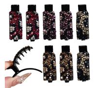 Rhinestone Hair Barrettes - 8 Pieces Non Slip Styling Clips | Sparkling Hair Accessories for Work Travel Dating Makeup Holidays Christmas Home Family Salon, Elegant Hairs Grip for Everyday Occasions