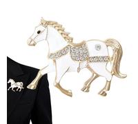 Rhinestone Horse Brooches, Vintage Alloy Animal Pin with 1.73x1.46 Inches Sparkling Design, Elegant Clothing Accessory, for Men Women Youth Teens Family Friends, Silver