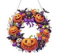 Rhinestone Painting Wreath, 2D Acrylic Hangable Window Decoration, Rhinestone Craft Kit for Bedroom, Study, Apartment, Car, Classroom, Halloween and Fall Seasonal Activity, Porch, Home