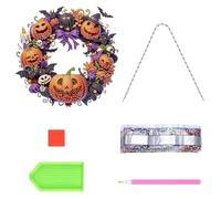 Rhinestone Painting Wreath Kits | 2D Acrylic Hangable Window Decoration - Halloween Kits & Accessories for Craft Enthusiasts Fall Season Car Front Door Study Apartment Living Room