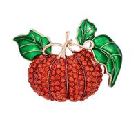 Rhinestone Pumpkin Brooch, Decorative Harvest Pin for Autumn | Electroplated alloy pumpkin brooch with rhinestones, designed for autumn party wear