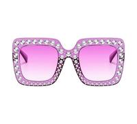 Rhinestone Sunglasses - Sparkly Sun Glasses, Oversized Square Frame Shades, Fashion Bling Eyewear, Glitter Crystal Look, Stylish Summer Accessory| Glam Trendy Women Sunglasses, Decorative Shiny Design