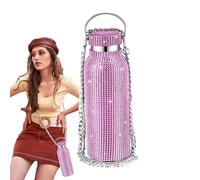 Rhinestone Water Bottle - Portable $350 xt(ml)$ Thermal Flask With Chain, Insulated Glitter Coffee Cup, Sparkly Crystal Diamond Water Bottle Gift For Birthdays & Travel