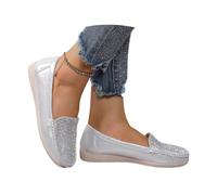 Rhinestone Women's Sparkly Orthopedic Loafers, Glitter Slip on Shoes, Comfortable Daily Shoes for Women, Stylish Elegant for Daily Wear Commute (Slivery,40)
