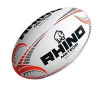 Rhino Unisexe de Meteor Match Ballon de Rugby Taille 5, Blanc, 5