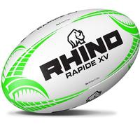 Rhino - Ballon de rugby "Rapide XV" - Coton, Polyester RD803 (3) (Blanc/Vert)