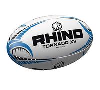 Rhino - Ballon de rugby TORNADO (Taille 5) (Blanc/Bleu/Noir)