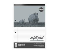 RHINO Bloc de recharge A4, 160 pages/8 mm ligné avec marge, 1 paquet, reliure perforée sur le dessus, papier à lettre, fournitures de bureau et d'école