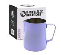 Rhino Classic Pichet à lait 450 ml (lavande) - Acier inoxydable | À utiliser avec votre machine à café ou mousseur pour un latte ou plat blanc