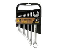 Rhino - Clés mixtes, Lot de 12 clés mixte/Jeu de 12 clés de serrrage, clé à anneau/fourches combinés - Fabriqué en Acier (Chrome Vanadium) - Haute qualité - Diamètre : 6 à 21 mm - Garantie à vie