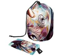Rhino Colors Lot de 38 trousses de maquillage de voyage avec cordon de serrage pour femme, sac de voyage pliable, trousse de toilette portable, Rhino Colors Peinture à l'huile,