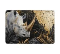 Rhino Gold Abstract Tapis De Salon 150 X 100 Cm, Doux Pour Coin Lecture | Ambiance cocooning : Tapis imprimé de chambre, avec entretien facile à la main; près du lit ou du canapé