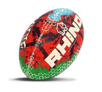 Rhino – Ballon de rugby – Taille 5 – Rouge/Bleu/Vert