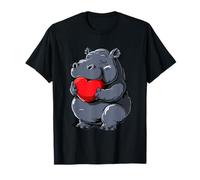 Rhino Hugging Valentine Heart Love Rhino Valentines Day T-Shirt