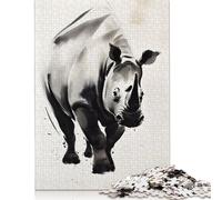 Rhino Illustration Rompecabezas Imposible,desafío Para Adultos Juego Educativo 1000 Piezas Obra De Arte De Juego De Para Adultos Y Niños A Partir De 12 Años 1000pcs (75x50cm)