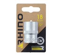RHINO - Jeux de douilles - Douille hexagonale, courte métrique - 6 pans - Diam. 18 mm - Carré d'entrainement 1/2'' - Haute qualité (Chrome Vanadium) - Garantie à vie - Plusieurs tailles disponibles