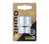 RHINO - Jeux de douilles - Douille hexagonale, courte métrique - 6 pans - Diam. 24 mm - Carré d'entrainement 1/2'' - Haute qualité (Chrome Vanadium) - Garantie à vie - Plusieurs tailles disponibles