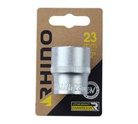 RHINO - Jeux Douille hexagonale, Courte métrique - 6 pans - Diam. 23 mm - Carré d'entrainement 1/2"- Haute qualité (Chrome Vanadium) - Garantie à Vie - Plusieurs Tailles Disponibles