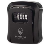 Rhino Lock Secure Key - Boite à clés à code pour utilisation en extérieur - Cache clé mural sécurisé - Pour clés de maison ou de bureau - Combinaison à 4 chiffres - Capacité moyenne de stockage - Noir