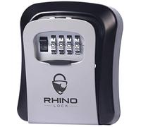 Rhino Lock Secure Key - Boite à clés à code pour utilisation en extérieur - Cache clé mural sécurisé - Pour clés de maison ou de bureau - Combinaison à 4 chiffres - Capacité moyenne de stockage - Gris