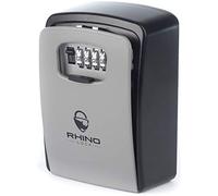 Rhino Lock Secure Key - Boite à clés à code pour utilisation en extérieur - Cache clé mural sécurisé - Pour clés de maison ou de bureau - Combinaison à 4 chiffres - Capacité moyenne de stockage - Gris